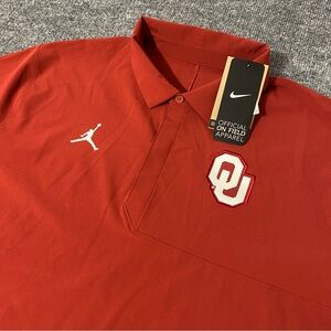 Nike On Field OU Oklahoma Sooners Woven Dri Fit Coach Polo Mens XL NWT